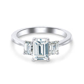 Emerald Lab Grown Diamond Trilogy Ring 1.00ct F/vs2