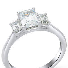 Emerald Lab Grown Diamond Trilogy Ring 1.00ct F/vs2